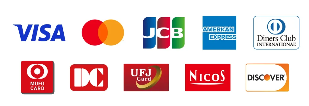 VISA・Master・JCB・American Express・Diners Club・MUFG・DC・UFJ・NICOS・Discover